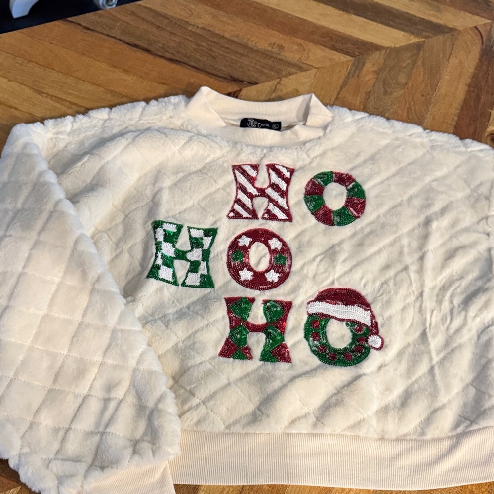 The Children's Place Cream Holiday Sweater with Red and Green Accents